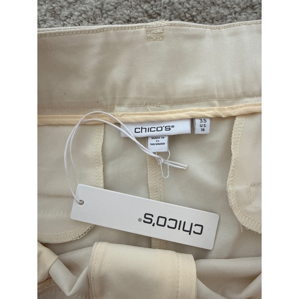 Chicos Flex Waist High Rise Wide Leg Pants Cream Alabaster Size 3.5 US 18 NWT - Picture 2 of 7